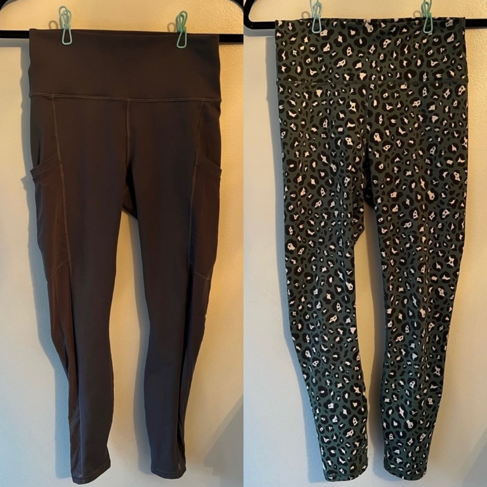 Fabletics Leggings, Size S, Gray, Green, White, Black